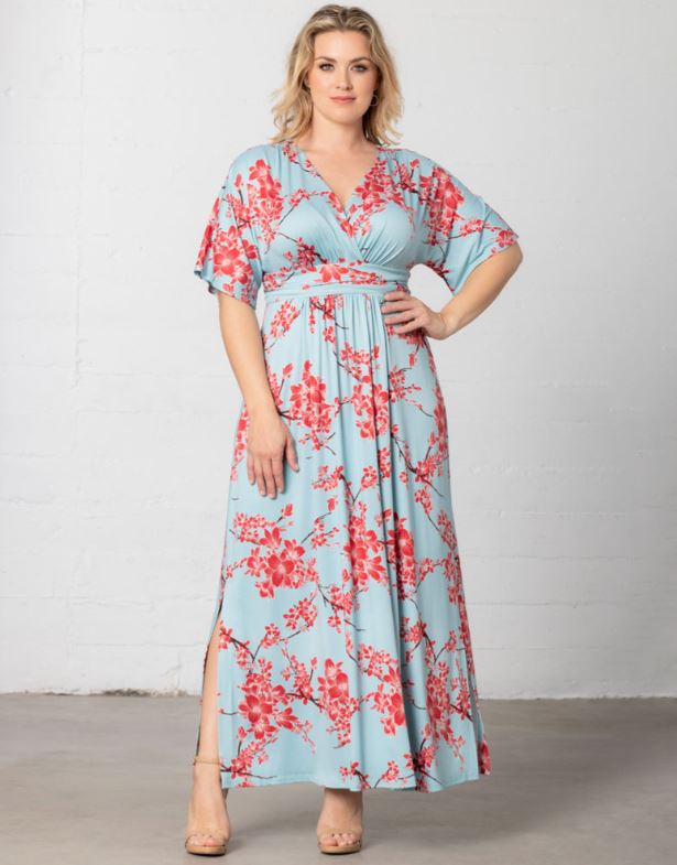 Kiyonna - Vienna Maxi Dress - Cherry Blossom Print - Plus Size