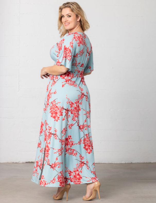 Kiyonna - Vienna Maxi Dress - Cherry Blossom Print - Plus Size