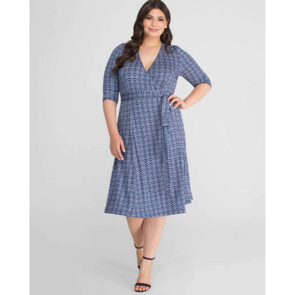 Kiyonna - Essential Wrap Dress - Nautical Rope Print - Plus Size