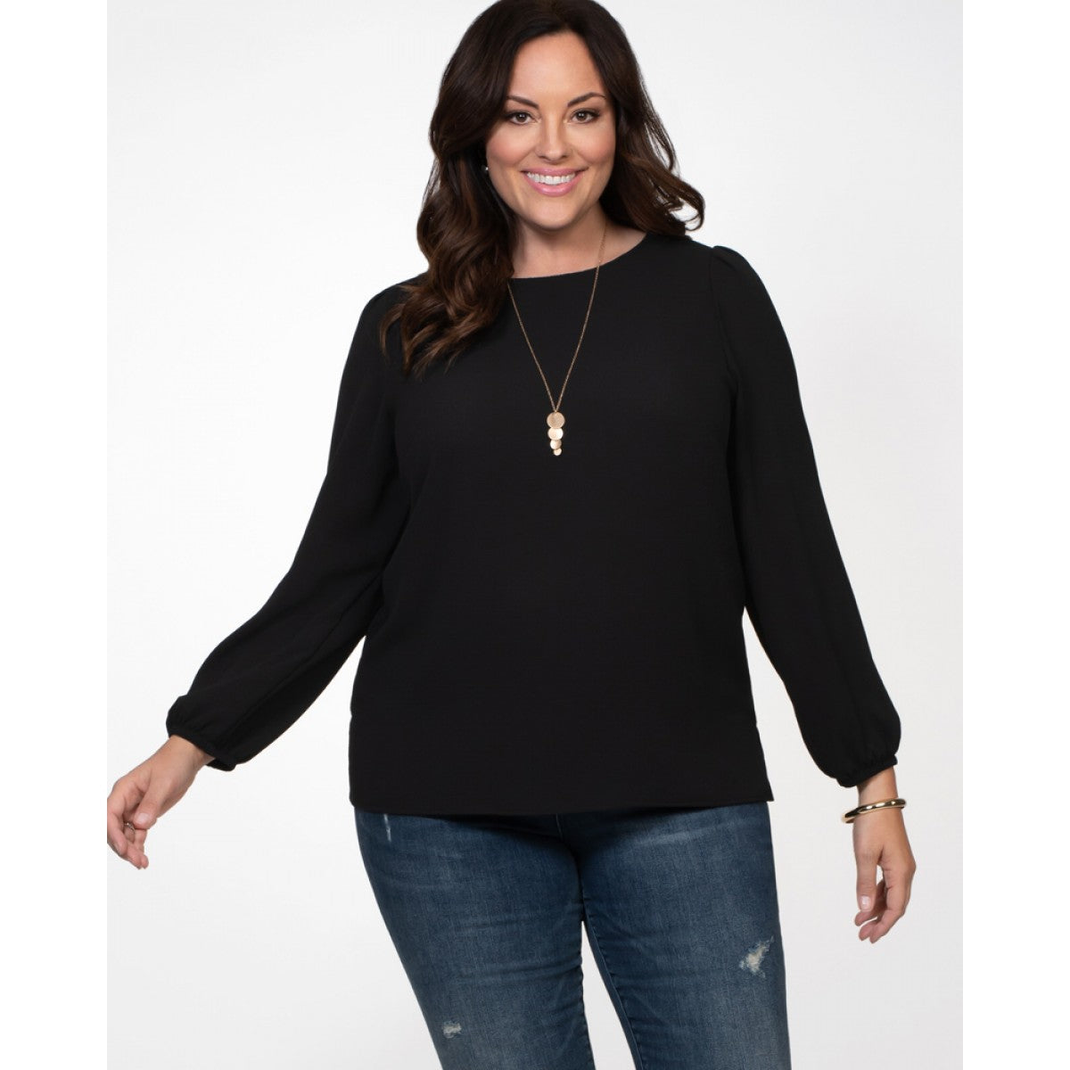 Kiyonna - Modern Maven Blouse - Black Noir - Plus Size