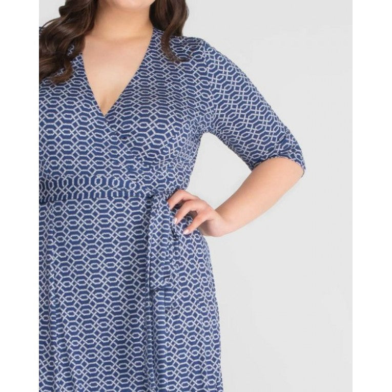 Kiyonna - Essential Wrap Dress - Nautical Rope Print - Plus Size