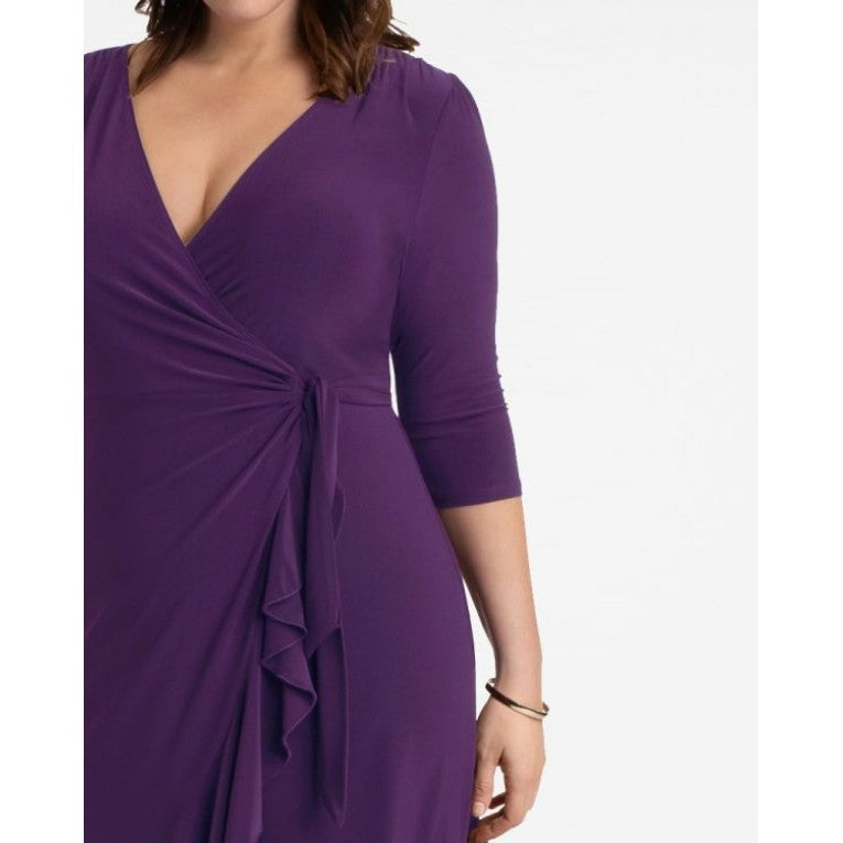 Kiyonna - Whimsy Wrap Dress - Plum Passion - Plus Size