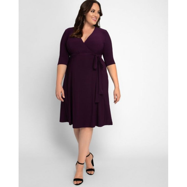 Kiyonna - Essential Wrap Dress - Plum Passion - Plus Size