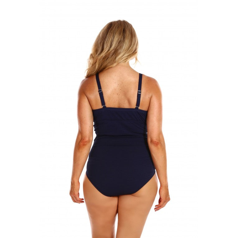 Capriosca Swimwear - Honey Comb Underwire One Piece Swimwear Navy - Plus Size