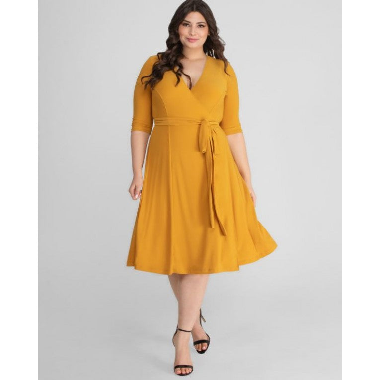 Kiyonna - Essential Wrap Dress - Tuscan Sun - Plus Size