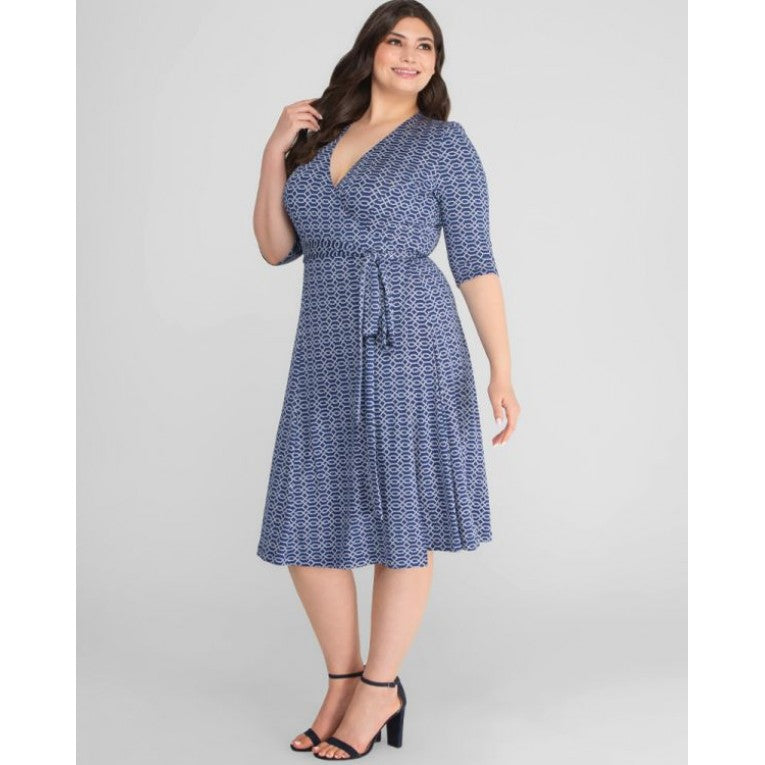 Kiyonna - Essential Wrap Dress - Nautical Rope Print - Plus Size