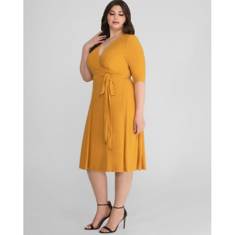Kiyonna - Essential Wrap Dress - Tuscan Sun - Plus Size
