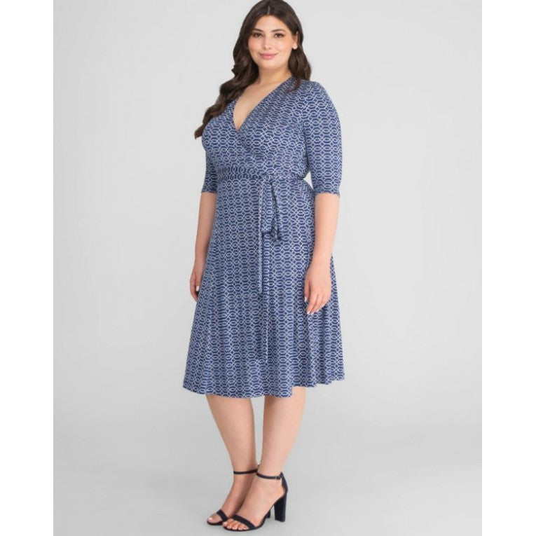Kiyonna - Essential Wrap Dress - Nautical Rope Print - Plus Size