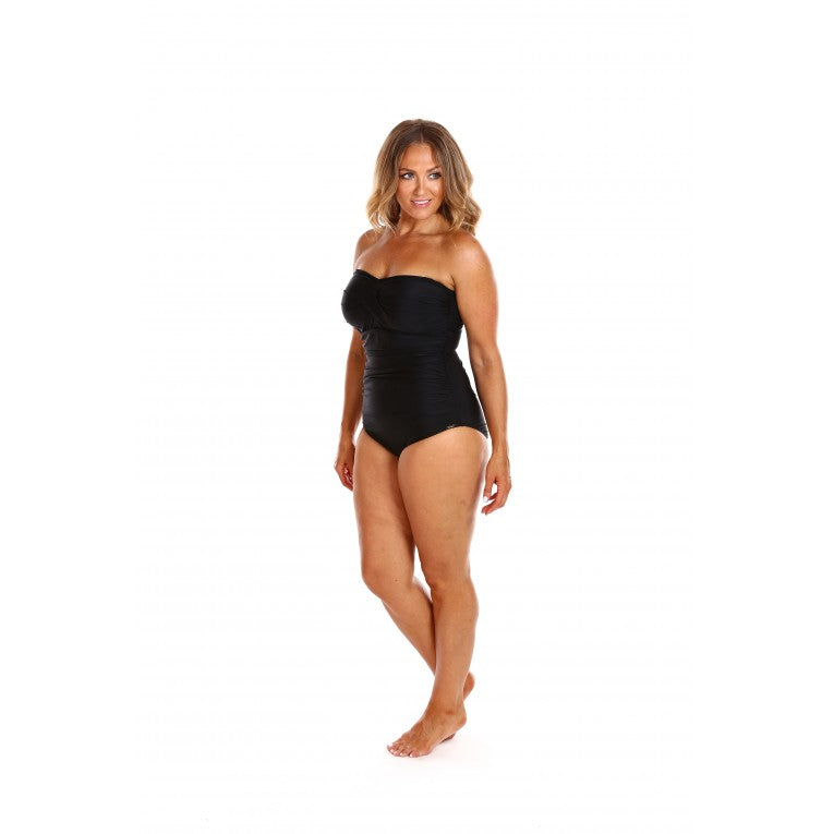 Capriosca - Plain Black Bandeau One Piece - Plus Size