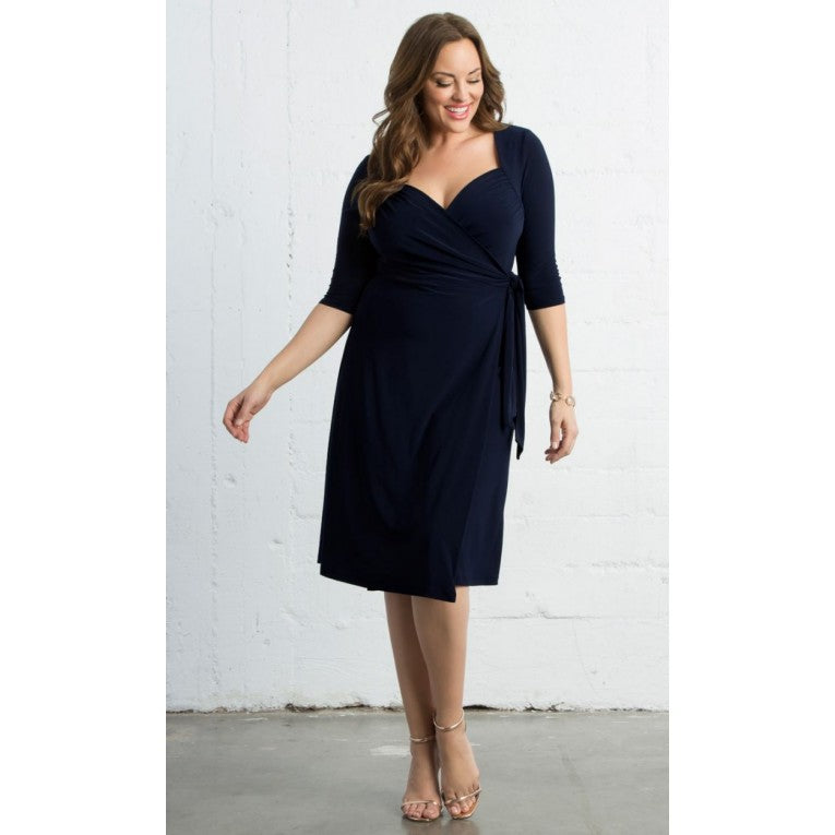 Kiyonna - Sweetheart Knit Wrap Dress - Dark Sky Navy - Plus Size