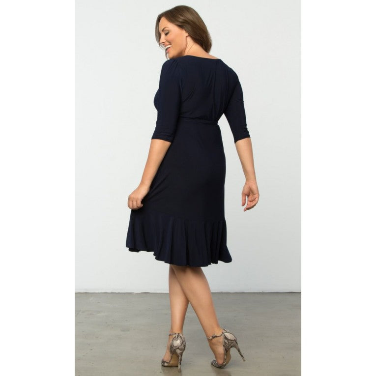 Kiyonna - Whimsy Wrap Dress - Navy Blue - Plus Size