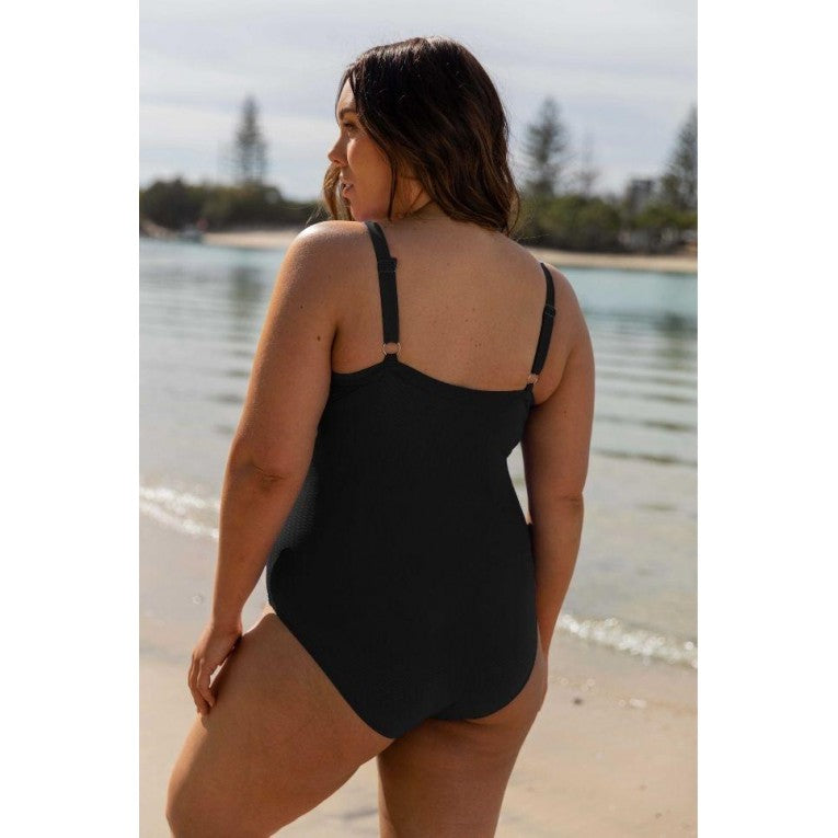 Capriosca Swimwear - Lace Up One Piece Black - Plus Size
