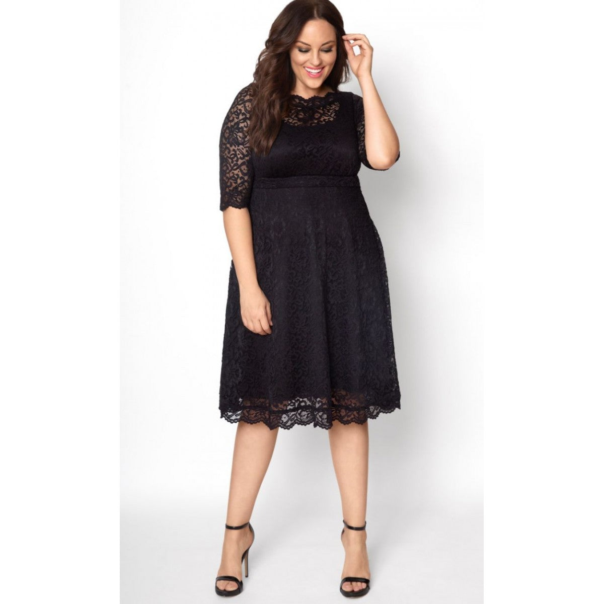 Kiyonna - Luna Lace Cocktail Dress - Onyx - Plus Size