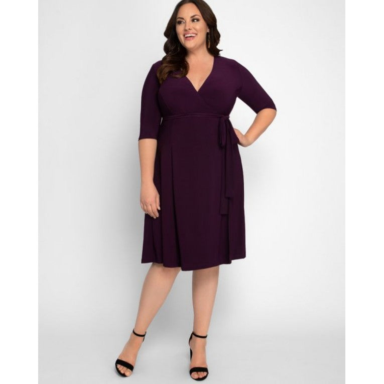 Kiyonna - Essential Wrap Dress - Plum Passion - Plus Size
