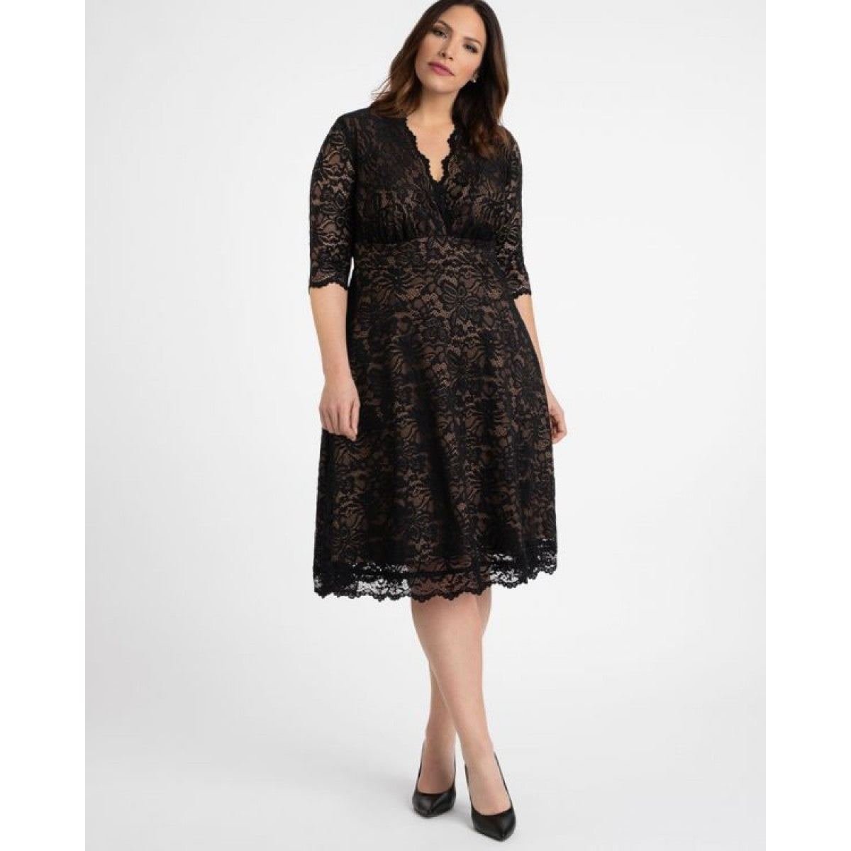 Kiyonna - Mademoiselle Lace Cocktail - Onyx - Plus Size SISU & FINN Kiyonna - Mademoiselle Lace Cocktail - Onyx - Plus Size SISU & FINN