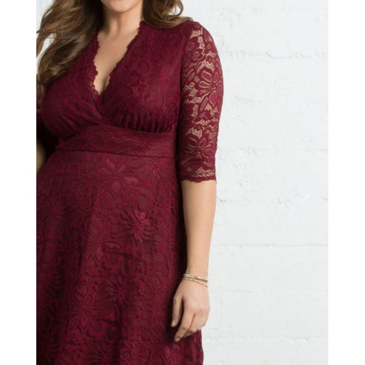 Kiyonna - Mademoiselle Lace Cocktail - Pinot Noir - Plus Size