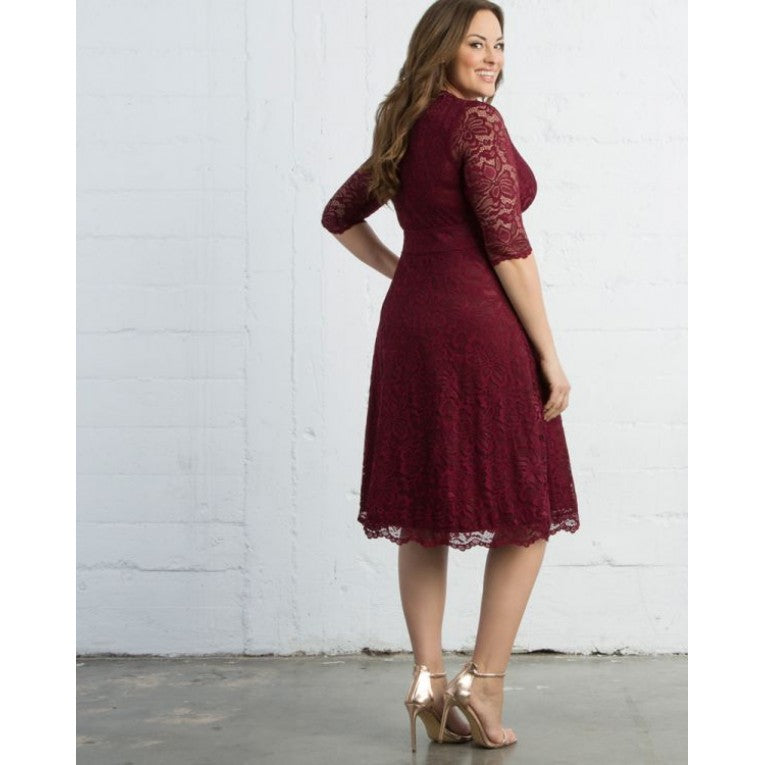 Kiyonna - Mademoiselle Lace Cocktail - Pinot Noir - Plus Size