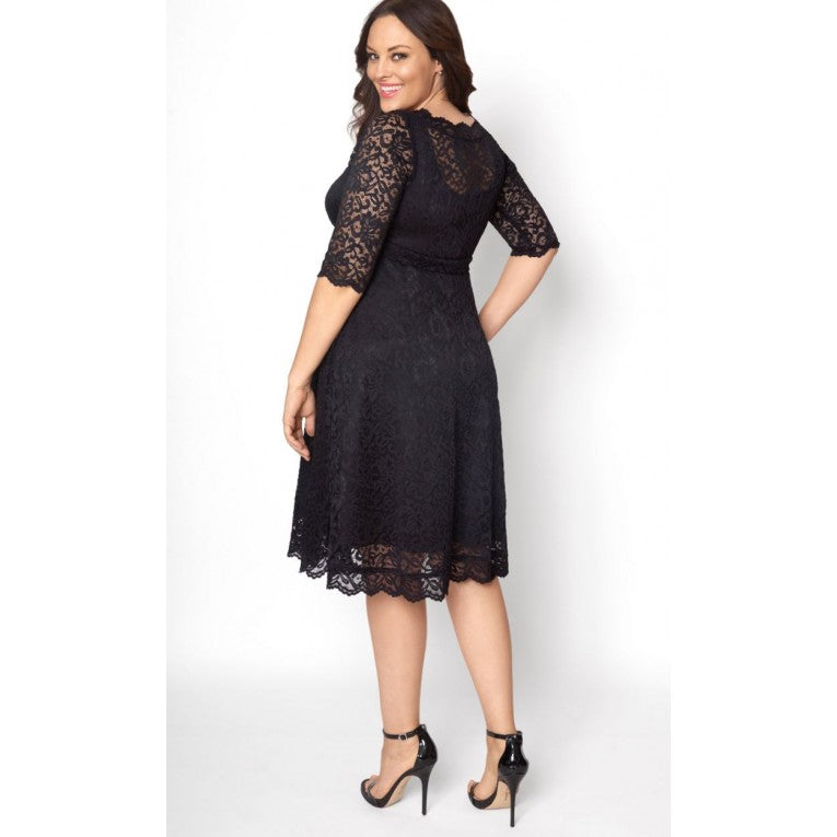Kiyonna - Luna Lace Cocktail Dress - Onyx - Plus Size