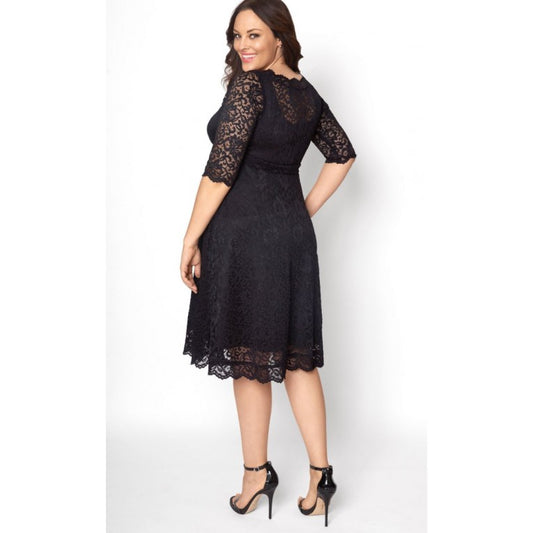 Kiyonna - Luna Lace Cocktail Dress - Onyx - Plus Size