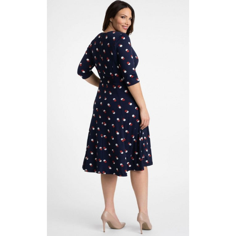 Kiyonna - Essential Wrap Dress - Navy Dot Duo - Plus Size