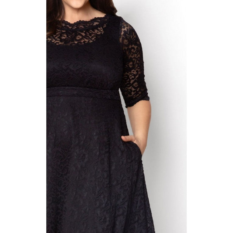 Kiyonna - Luna Lace Cocktail Dress - Onyx - Plus Size