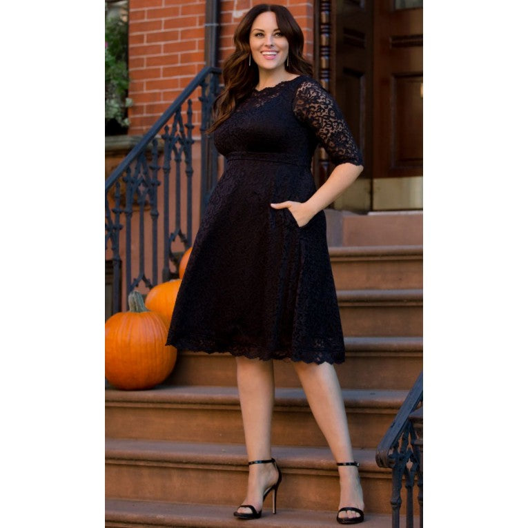 Kiyonna - Luna Lace Cocktail Dress - Onyx - Plus Size