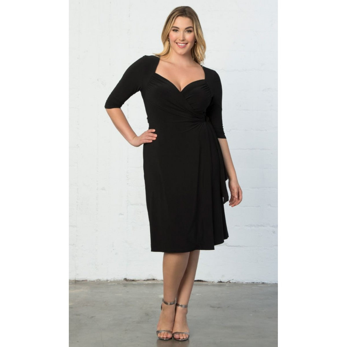 Kiyonna - Sweetheart Knit Wrap Dress - Black Noir - Plus Size
