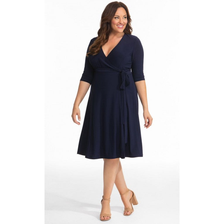 Kiyonna - Essential Wrap Dress - Nouveau Navy - Plus Size