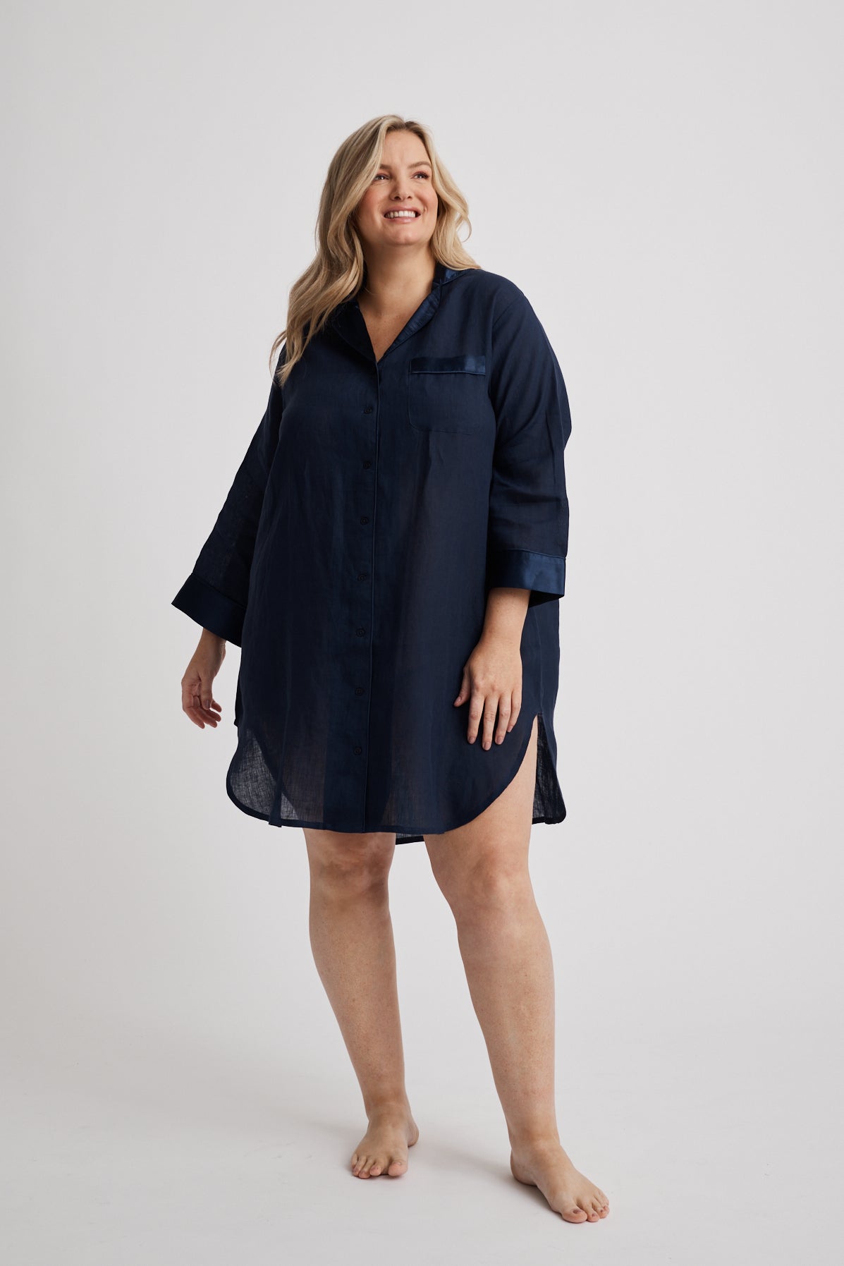 Hank Hera Melanie Shirt Nightdress Navy SISU FINN