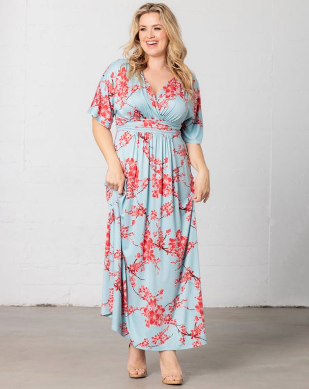 Kiyonna - Vienna Maxi Dress - Cherry Blossom Print - Plus Size