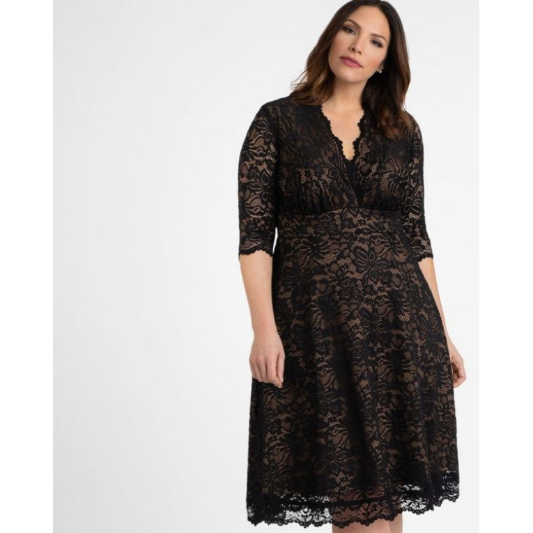Kiyonna - Mademoiselle Lace Cocktail - Onyx Kiyonna - Mademoiselle Lace Cocktail - Onyx