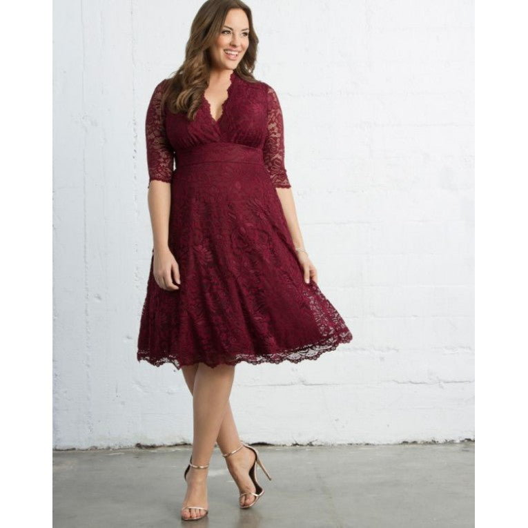 Kiyonna - Mademoiselle Lace Cocktail - Pinot Noir - Plus Size