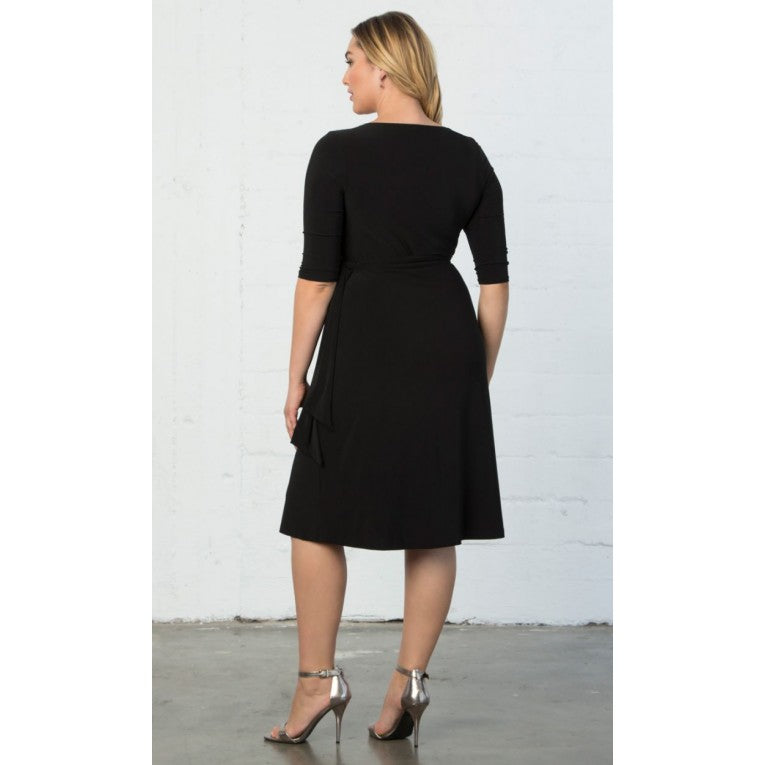 Black knit hotsell wrap dress